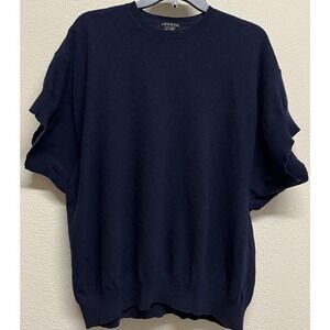 Theory Anamaria Fine Haven Cashmere Wool Short Sleeve Knit Top Size S Navy